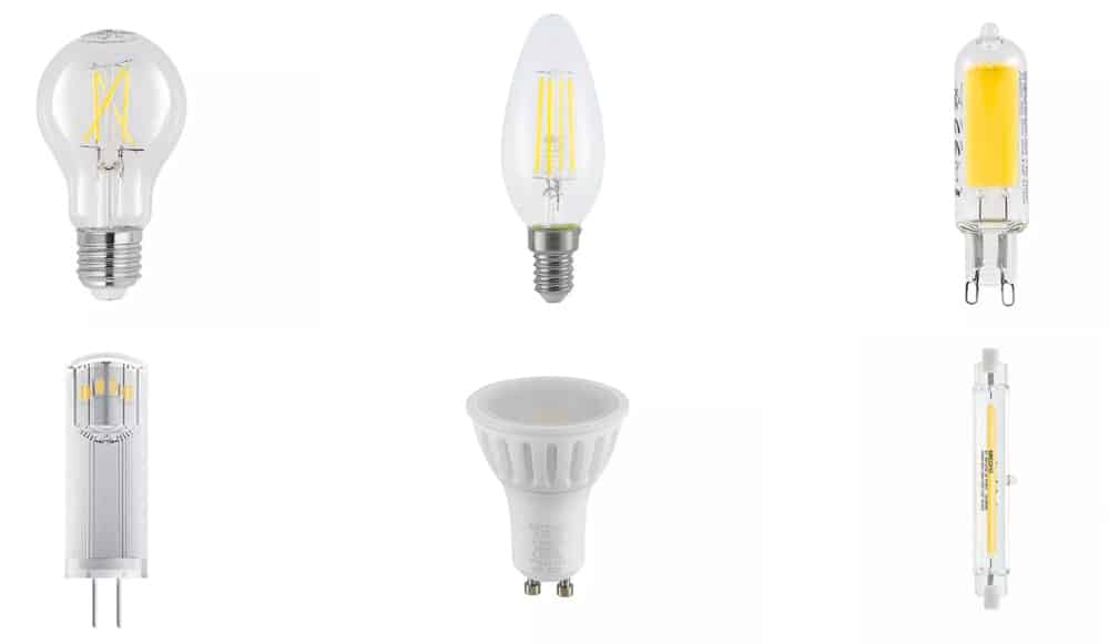 Différents type d'ampoule led culot E14, E27, G9, type néon, etc.